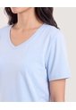 Camiseta Cuello V Jaspeada-Deportivo  Para Mujer Azul Ostu de Ostu
