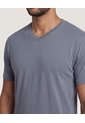 Camiseta Cuello En V  Para Hombre Gris Ostu de Ostu