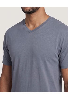 Camiseta Cuello En V Para Hombre Gris Ostu