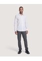 Camisa Unicolor Manga Larga Clásica  Para Hombre Blanco Ostu de Ostu