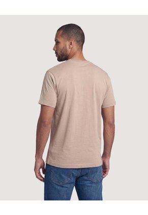 Camiseta Basica Con Screen Para Hombre Beige Ostu