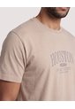 Camiseta Basica Con Screen  Para Hombre Beige Ostu de Ostu