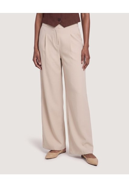 Pantalón Wide Leg Sastre  Para Mujer Beige Ostu