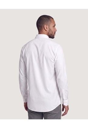 Camisa Unicolor Manga Larga Clásica  Para Hombre Blanco Ostu