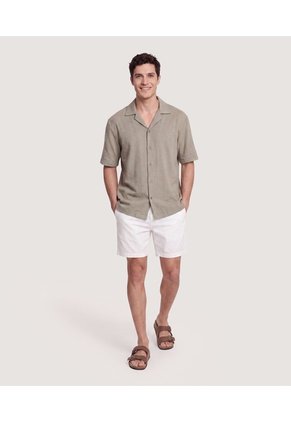 Bermuda Básica Con Bolsillos Para Hombre Blanco Ostu