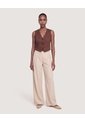 Pantalón Wide Leg Sastre  Para Mujer Beige Ostu de Ostu