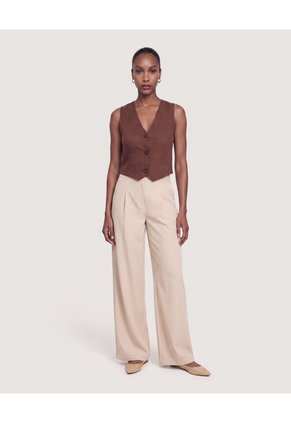 Pantalón Wide Leg Sastre  Para Mujer Beige Ostu