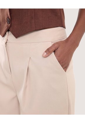Pantalón Wide Leg Sastre  Para Mujer Beige Ostu