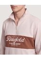 Buzo Half Zip Con Estampado  Para Hombre Café Ostu de Ostu