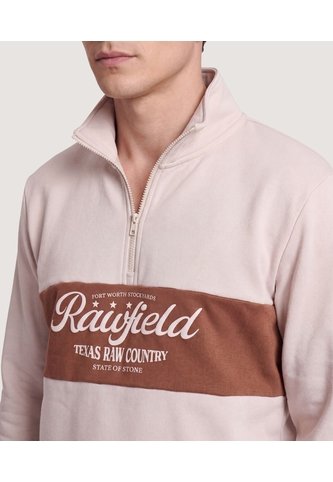 Buzo Half Zip Con Estampado  Para Hombre Café Ostu Ostu