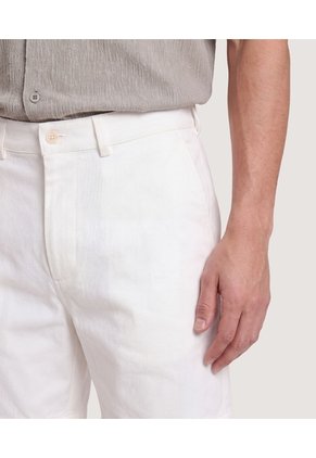 Bermuda Básica Con Bolsillos Para Hombre Blanco Ostu