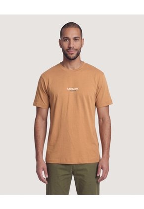 Camiseta Basica Con Screen Para Hombre Mostaza Ostu