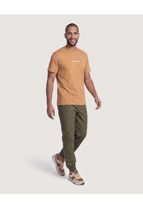 Camiseta Basica Con Screen Para Hombre Mostaza Ostu