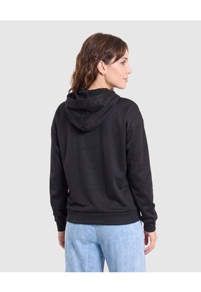 Buzo Hoodie Unicolor Para Mujer Negro Ostu