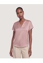 Blusa Con Escote En V  Para Mujer Beige Ostu de Ostu