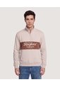 Buzo Half Zip Con Estampado  Para Hombre Café Ostu de Ostu