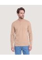 Camiseta Manga Larga Con Cuello Henley  Para Hombre Camel Ostu de Ostu