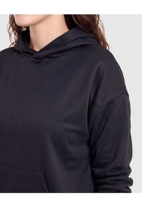 Buzo Hoodie Unicolor Para Mujer Negro Ostu