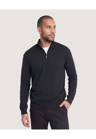 Saco Half Zipper Cuello Alto  Para Hombre Negro Ostu Ostu
