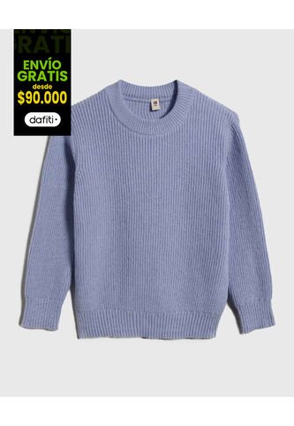 Saco Para Niña Cuello Redondo Color Celeste Marca Ostu #90330005 Ostu