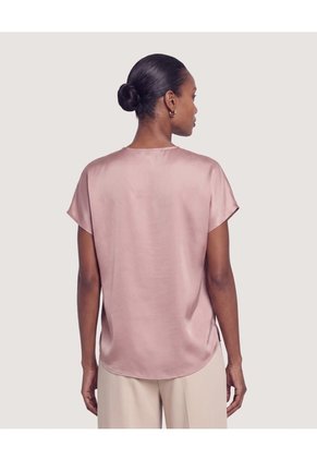 Blusa Con Escote En V  Para Mujer Beige Ostu