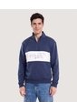 Buzo Half Zip Con Estampado  Para Hombre Azul Ostu de Ostu