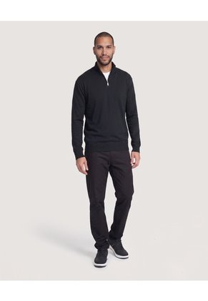 Saco Half Zipper Cuello Alto  Para Hombre Negro Ostu