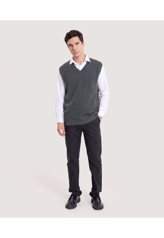 Chaleco Texturizado Cuello V  Para Hombre Verde Ostu Ostu