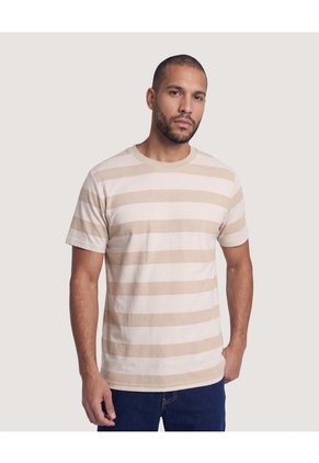 Camiseta Rayas Regular Para Hombre Café Ostu