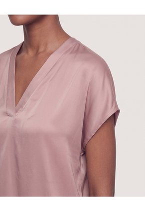 Blusa Con Escote En V  Para Mujer Beige Ostu