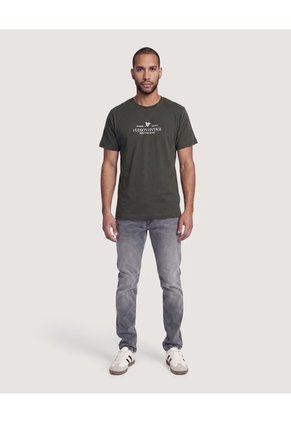 Camiseta Basica Con Screen Para Hombre Verde Ostu