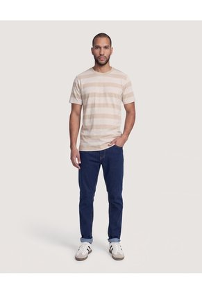 Camiseta Rayas Regular Para Hombre Café Ostu