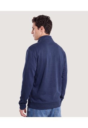 Buzo Half Zip Con Estampado Para Hombre Azul Ostu