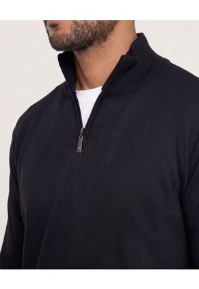 Saco Half Zipper Cuello Alto  Para Hombre Negro Ostu