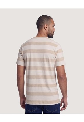 Camiseta Rayas Regular Para Hombre Café Ostu