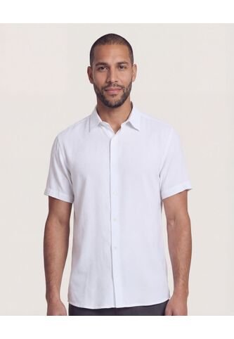 Camisa  Para Hombre Manga Corta Sin Bolsillo Cuello C Color Blanco Marca Ostu #60010904 Ostu