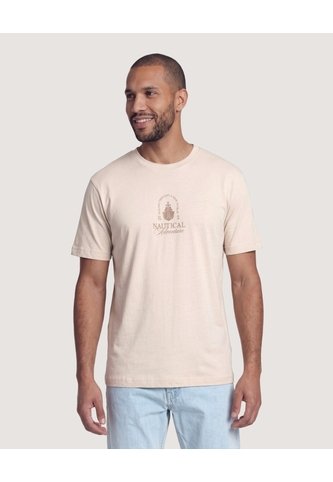 Camiseta Basica Con Screen  Para Hombre Arena Ostu Ostu