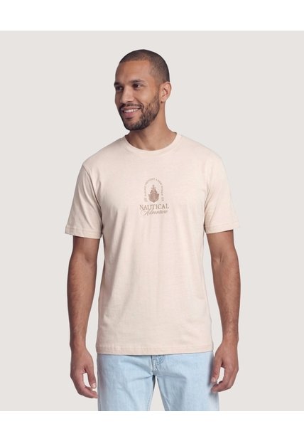 Camiseta Basica Con Screen  Para Hombre Arena Ostu