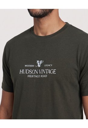 Camiseta Basica Con Screen Para Hombre Verde Ostu