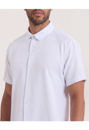 Camisa  Para Hombre Manga Corta Sin Bolsillo Cuello C Color Blanco Marca Ostu #60010904