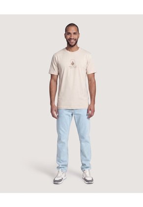 Camiseta Basica Con Screen Para Hombre Arena Ostu