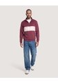 Buzo Half Zip Con Estampado  Para Hombre Vino Ostu de Ostu