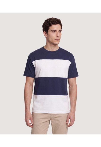 Camiseta Bloques  Para Hombre Azul Ostu