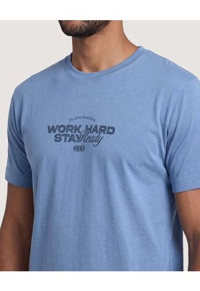 Camiseta Basica Con Screen Para Hombre Azul Ostu