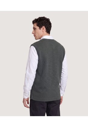 Chaleco Texturizado Cuello V Para Hombre Verde Ostu