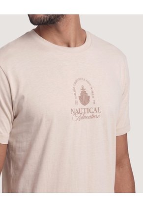 Camiseta Basica Con Screen Para Hombre Arena Ostu