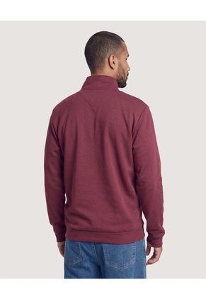 Buzo Half Zip Con Estampado  Para Hombre Vino Ostu