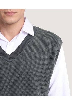 Chaleco Texturizado Cuello V Para Hombre Verde Ostu