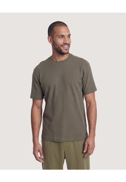 Camiseta Regular Texturizada  Para Hombre Verde Ostu