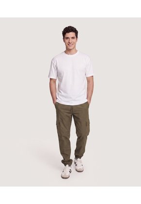 Camiseta Estampado Posterior  Para Hombre Crema Ostu